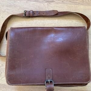 Brown leather messenger bag